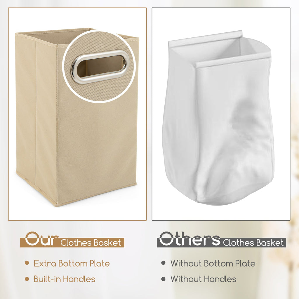 3-Tier Tilt-Out Laundry Hamper with Storage Shelves for Laundry Room-Natural and White