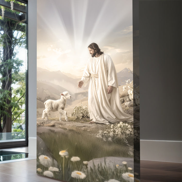 Jesus Protects The Lamb From Wolves Faith Wall Art XII