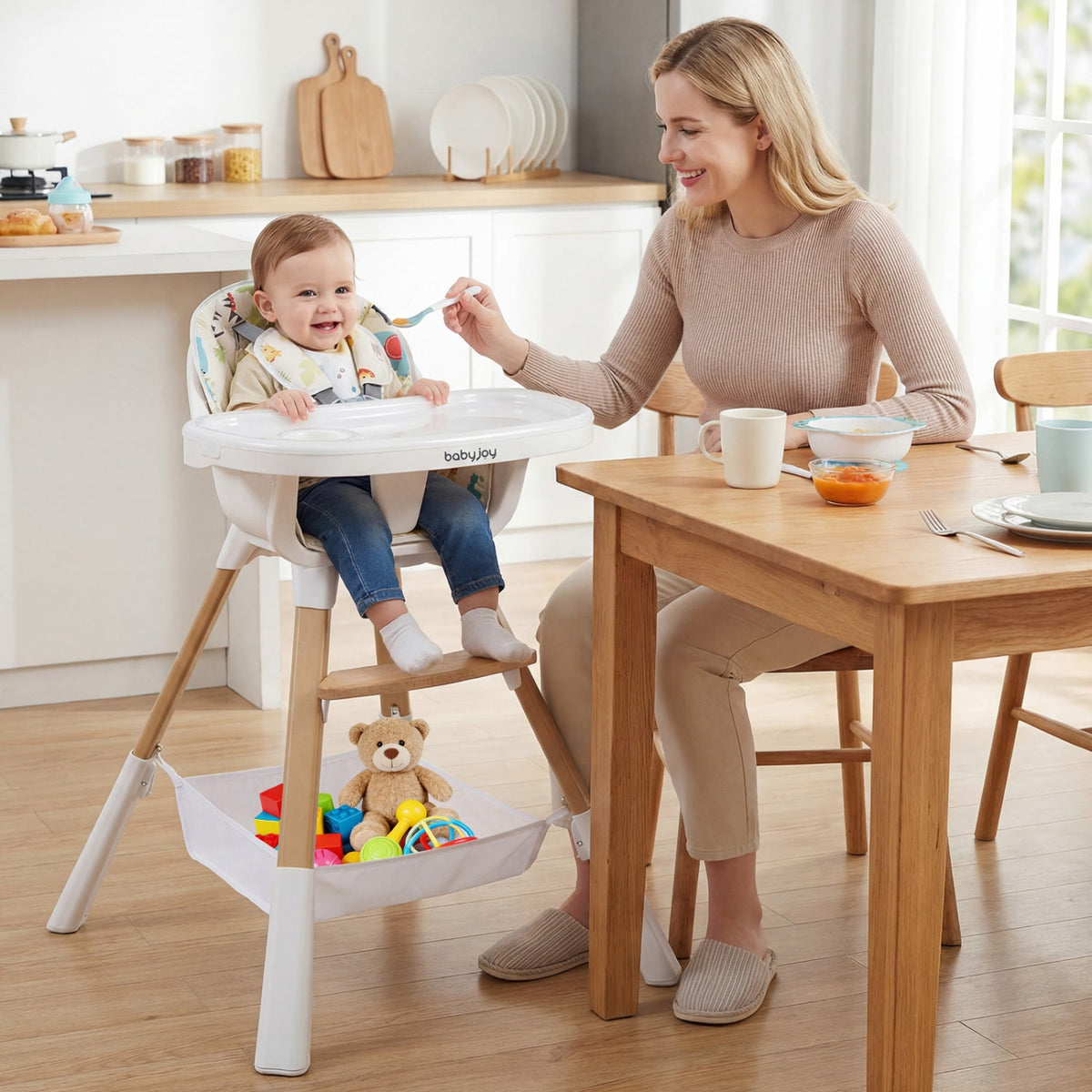 4 in 1 High Chair for Babies Convertible Toddler Highchair-Multicolor