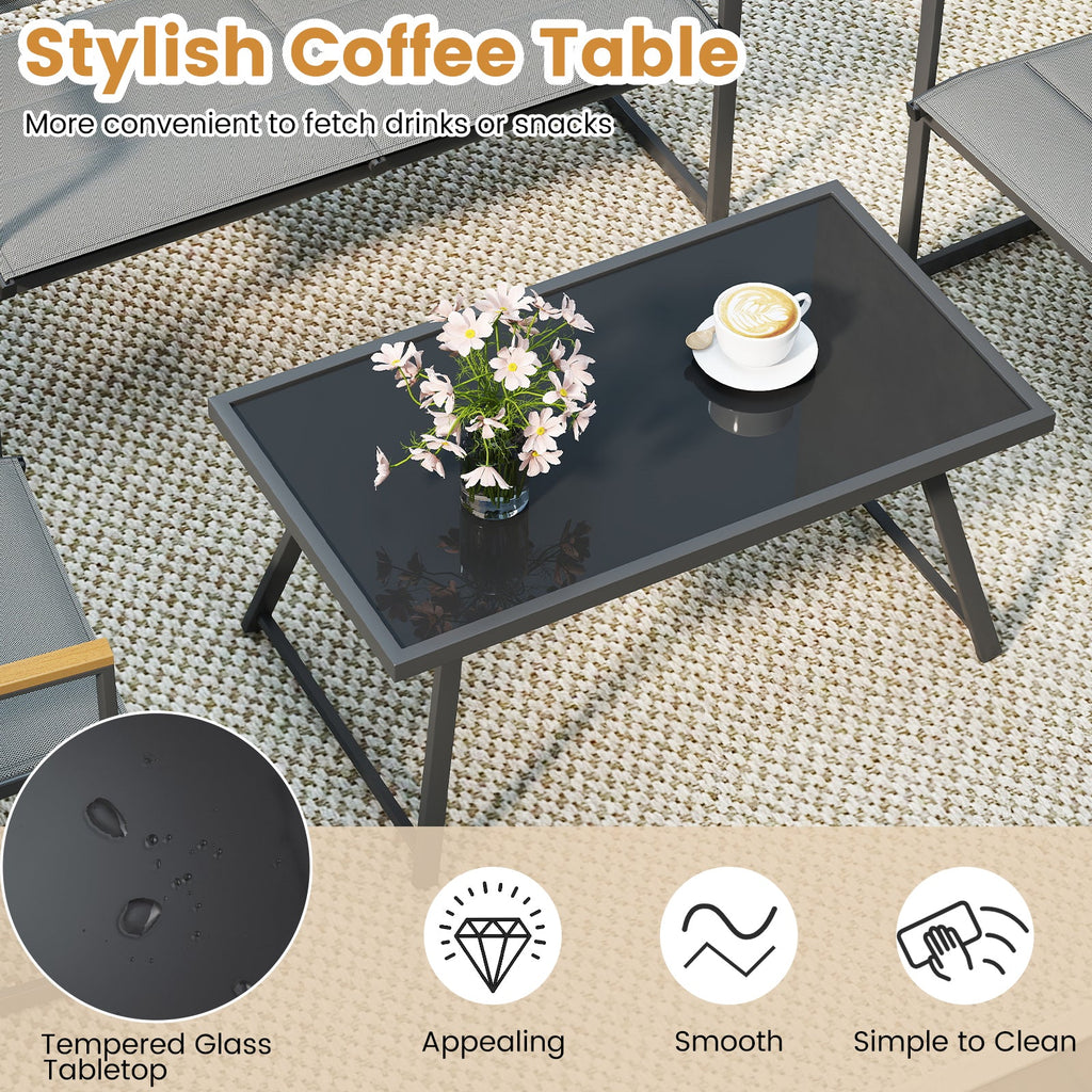 4-Piece Outdoor Conversation Patio Furniture Set-Gray