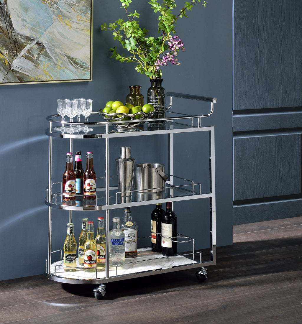 Inyo - Serving Cart - Clear Glass & Chrome