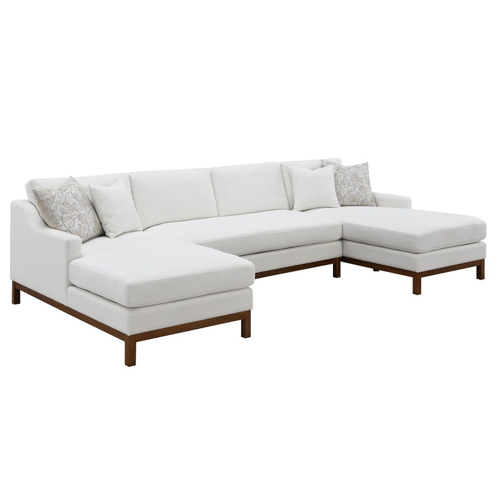 Valiant - Sectional Sofa With 4 Pillows - Ivory Chenille