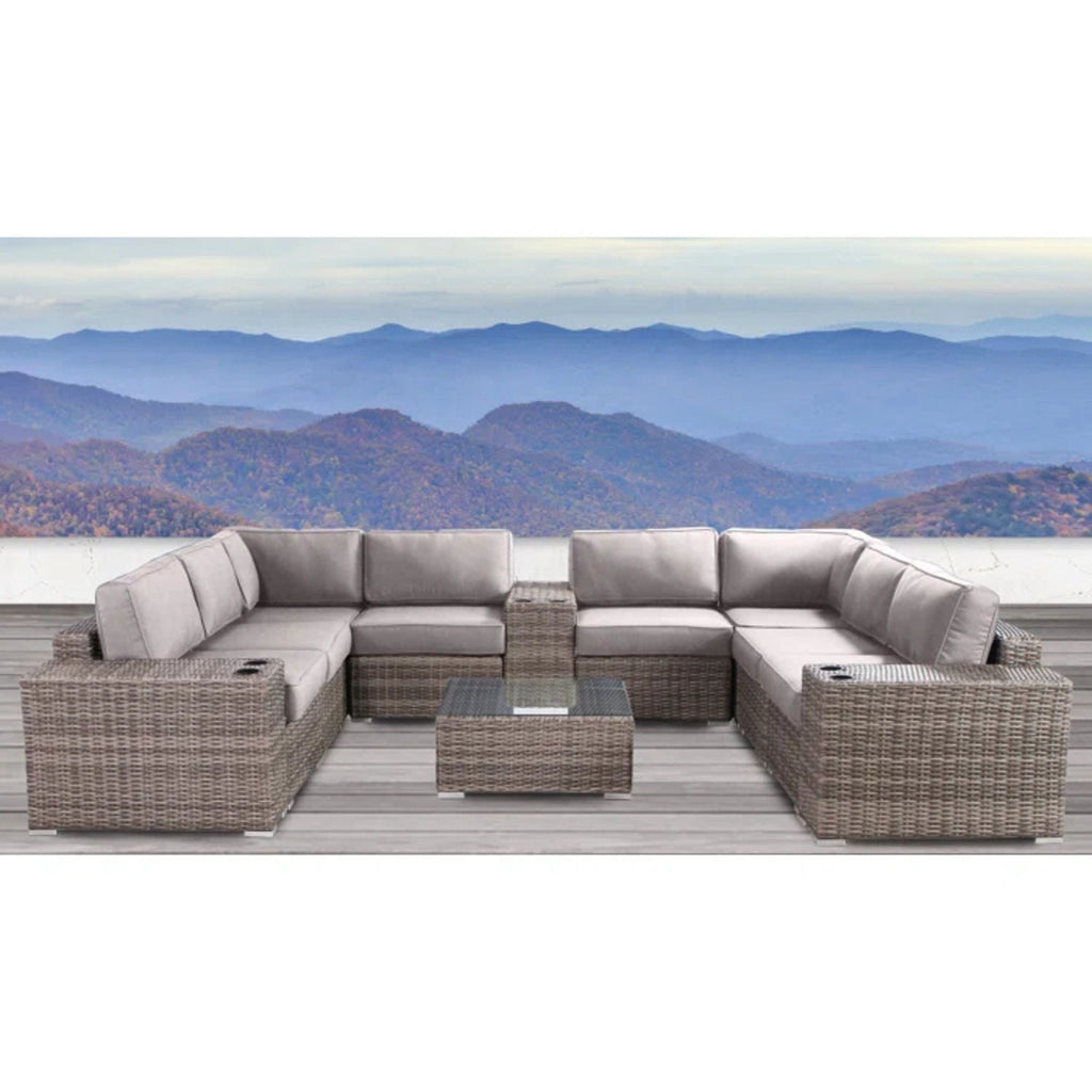 Modern Patio Rattan Sectional Set With Cushions