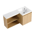 L-Shaped Wall Mounte Floating Bathroom Vanity With Integrated Sink