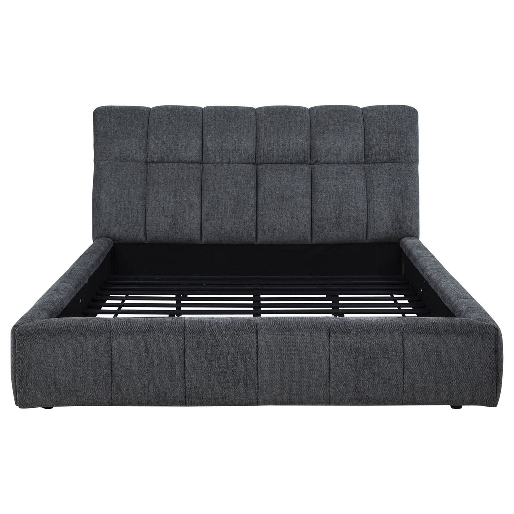 Nollet 48-inch Upholstered Eastern King Platform Bed Grey