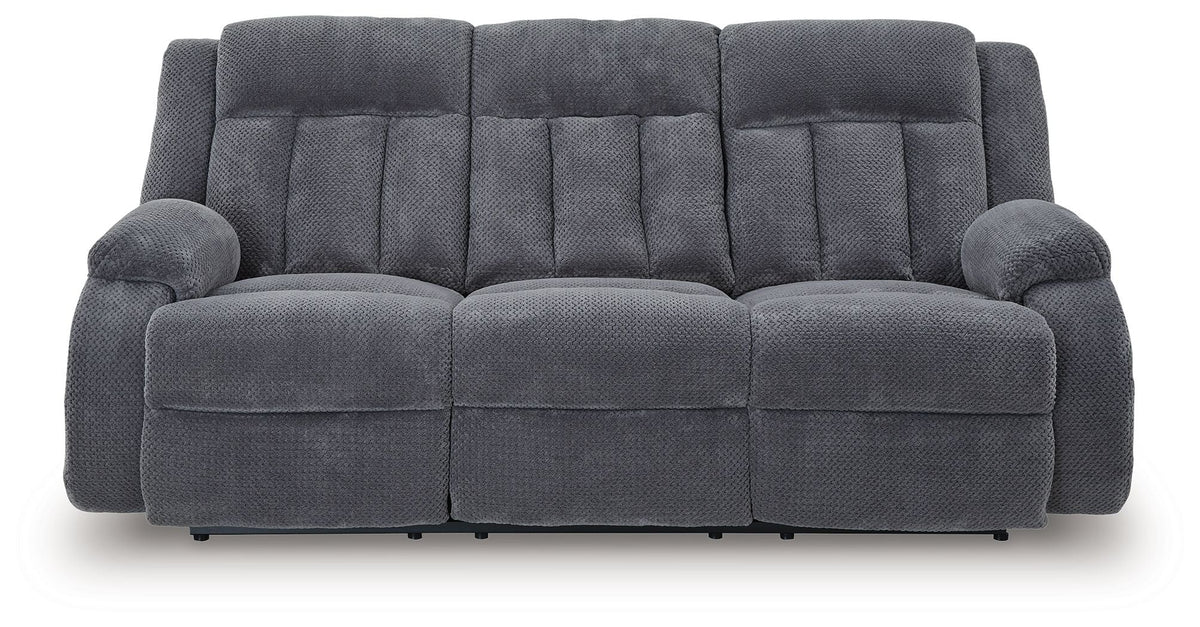 Observation - Reclining Power Sofa With Drop Down Table - Steel