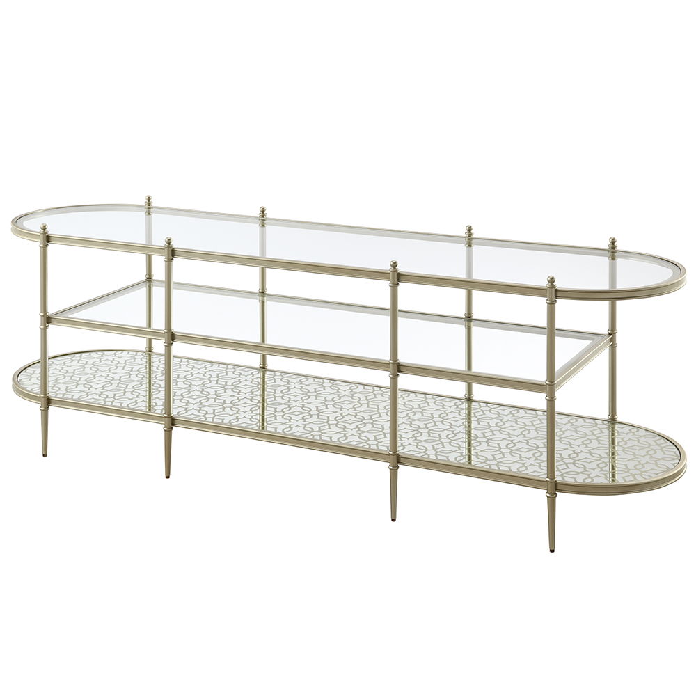 Zaba - TV Stand - Glass Top & Champagne