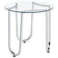 Beller Round Tempered Glass Top End Side Table Chrome