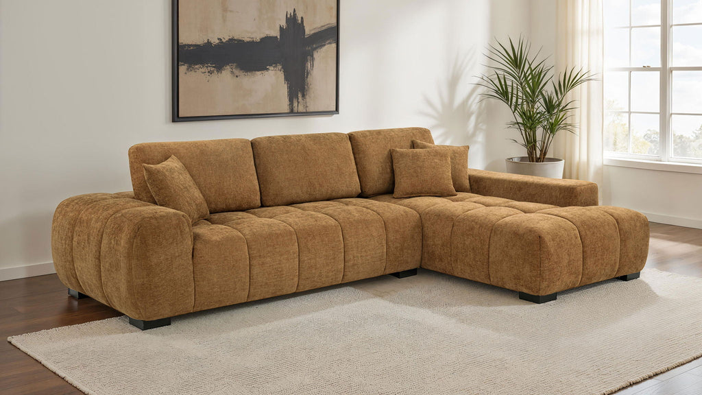 Octavia Upholstered Sectional Chaise Sofa Amber