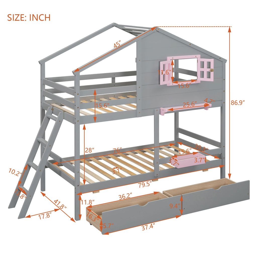 Bunk Bed With Playhouse Roof And Window