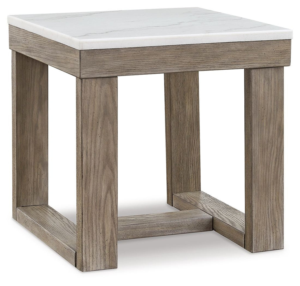 Loyaska - Square End Table - Brown / Ivory
