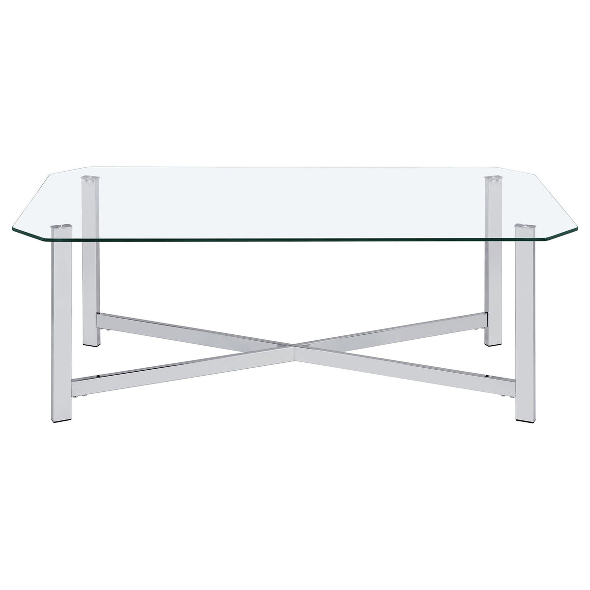 Cronin Rectangular Tempered Glass Top Cocktail Coffee Table Chrome