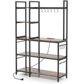 5-Tier Bakers Rack with Power Outlets and 10 S-Shaped Hooks