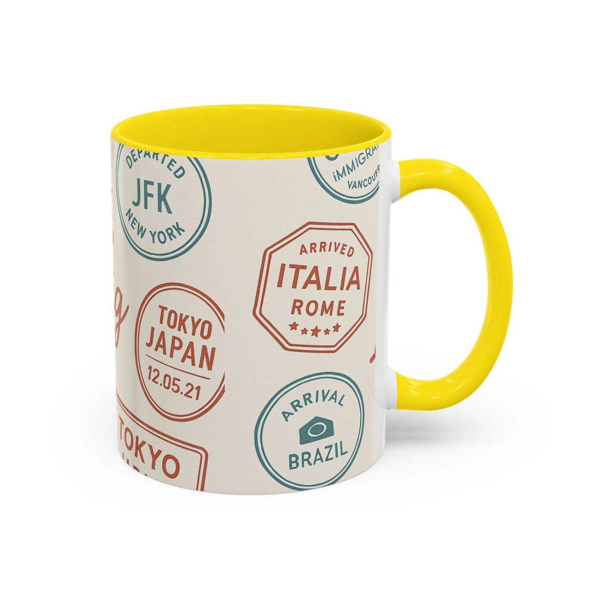 Pack Light, Live Big – Wanderlust Mug with Passport Stamp Collection