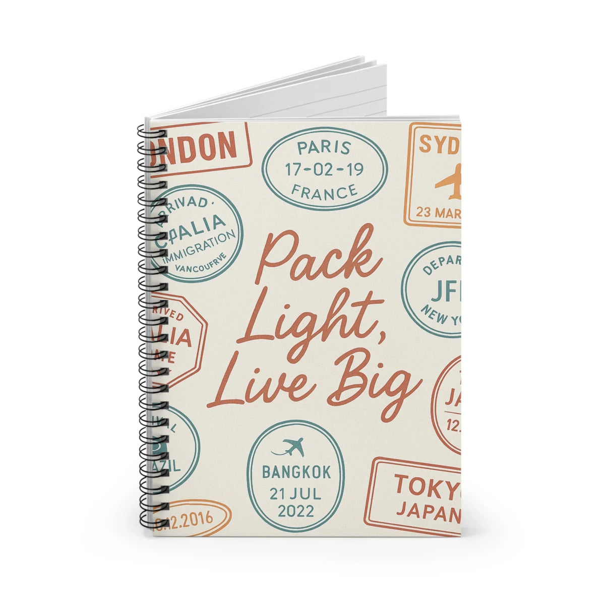 Travel-Themed Spiral Notebook - "Pack Light, Live Big" - Perfect for Adventurers & Journaling