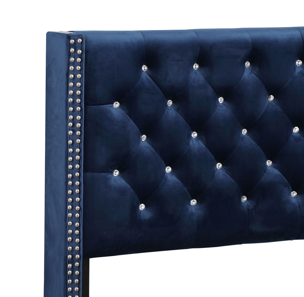 Upholstered Nailhead Trim Chic Bed