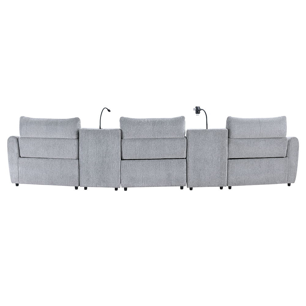 Fullar - LAF Modular Power Motion Recliner - Light Gray Chenille