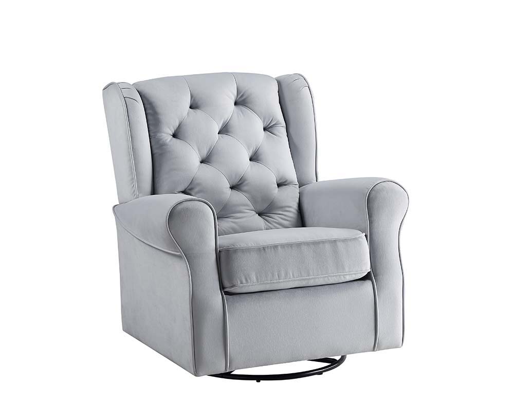 Zeger - Swivel Chair With Glider - Gray Fabric