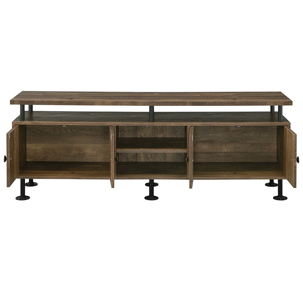Ensata II - TV Stand - Rustic Oak & Black