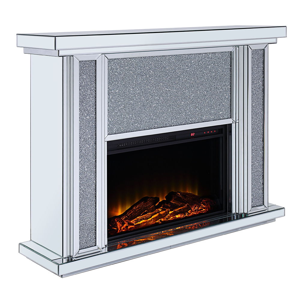 Noralie - LED Electric Fireplace - Mirrored & Faux Diamonds