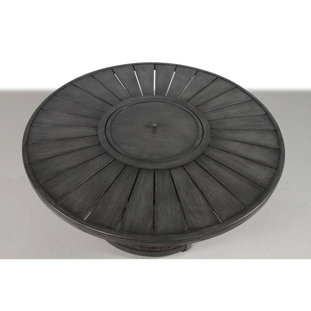 Patio Seating Group For 4 With Cushions And Fire Pit Table - Brown