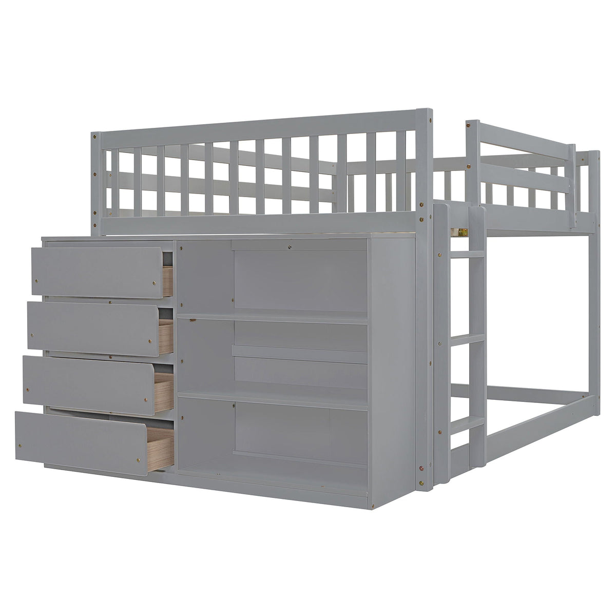 Bunk Bed With 4 Drawers And 3 Shelves
