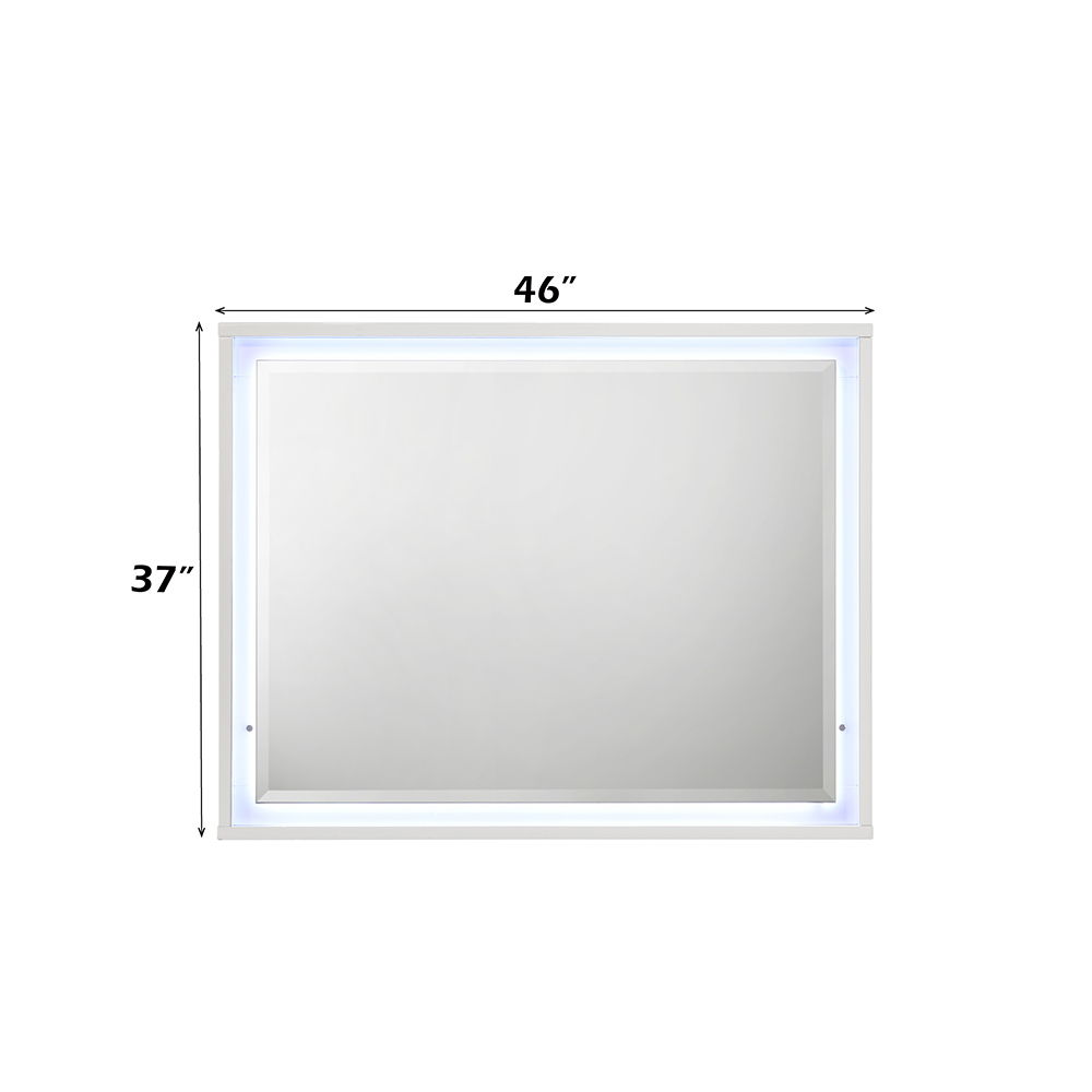 Esther - Mirror With LED - White / Silver