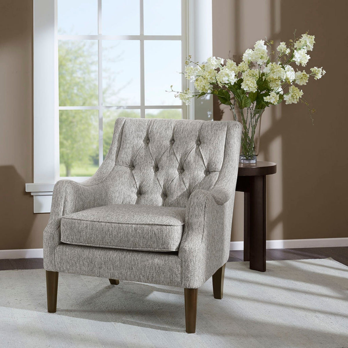 Button Tufted Accent Chair Vintage Style