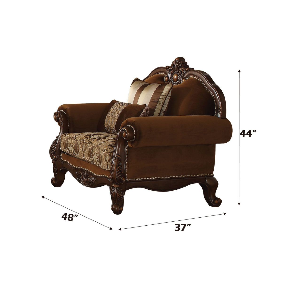 Jardena - Chair With 2 Pillows (Same Lv01593) - Pattern Fabric & Cherry Oak