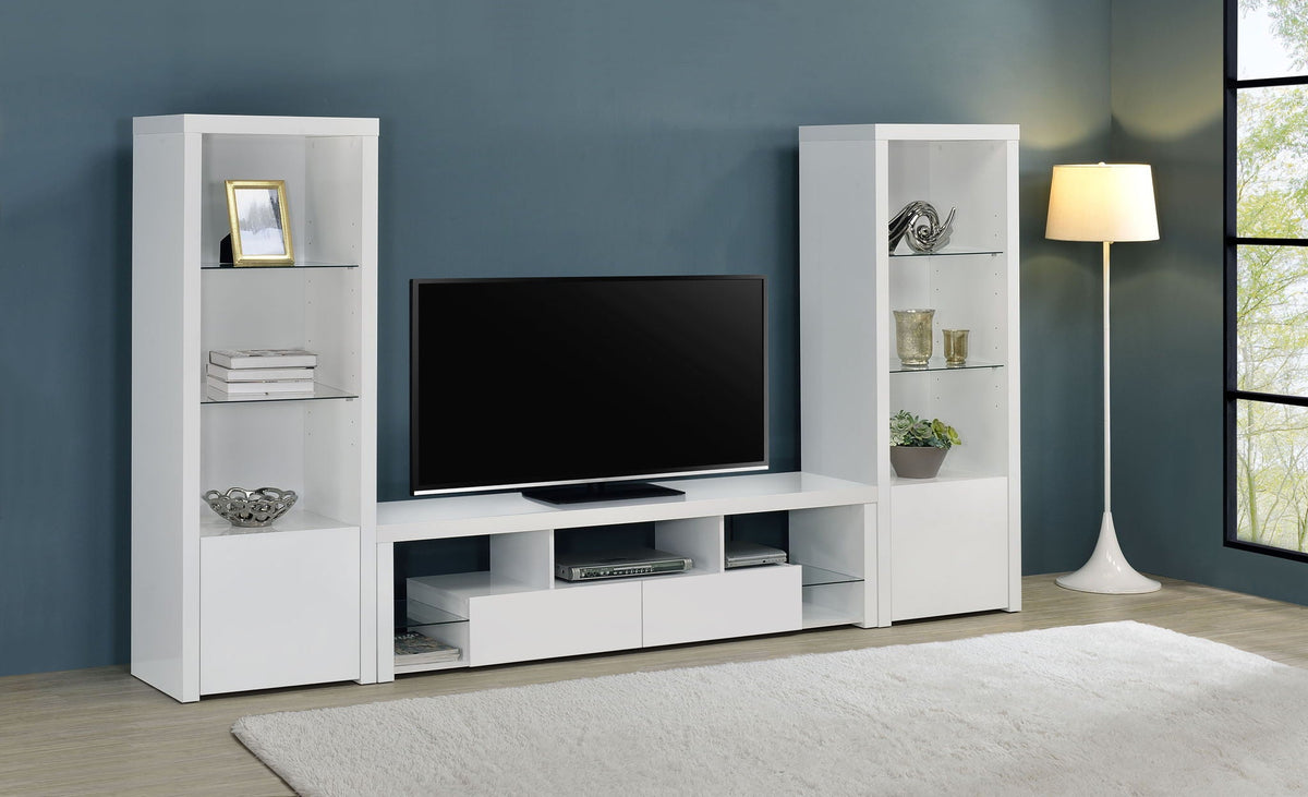Jude 3-piece 71-inch TV Entertainment Center White High Gloss