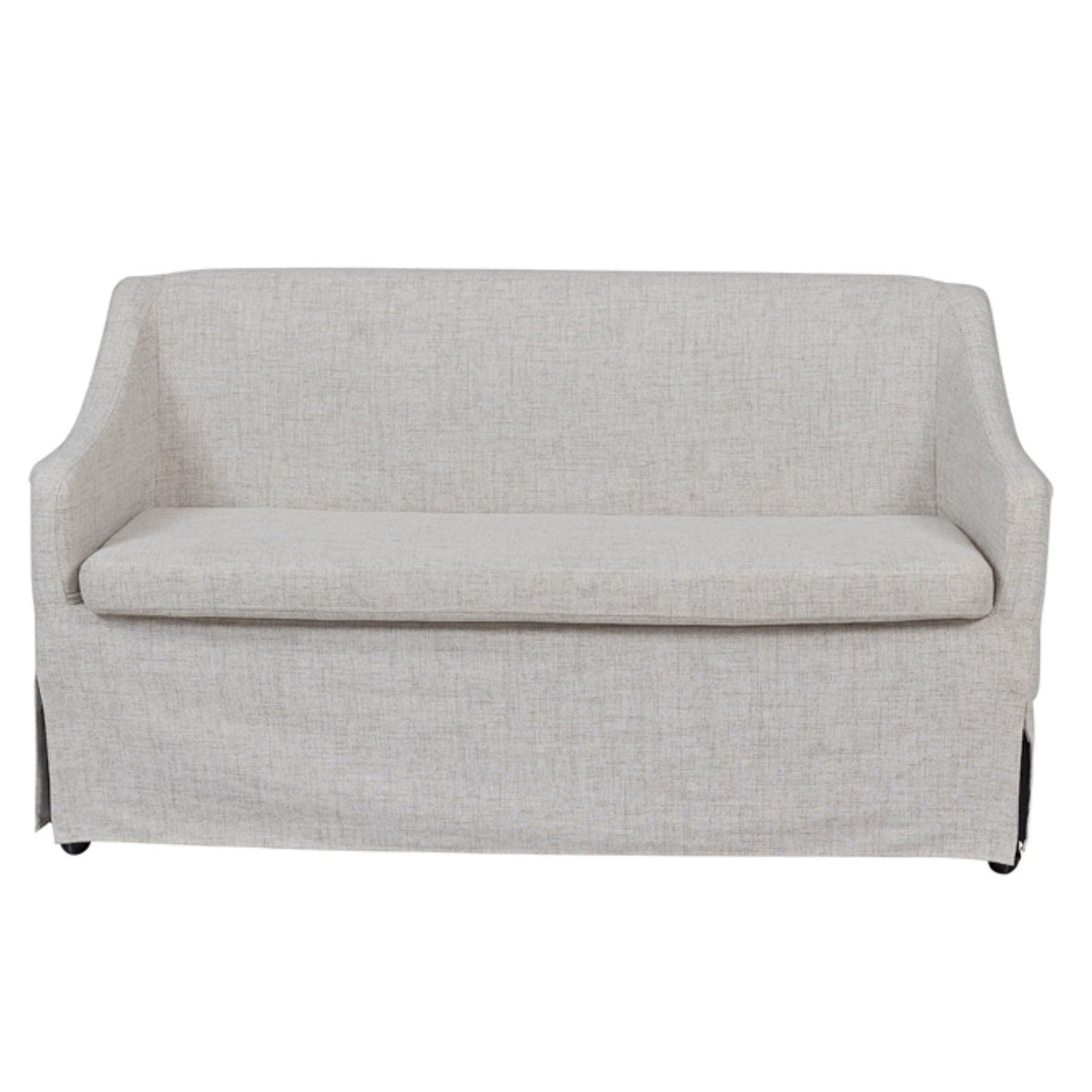Slip Covered Settee With Casters - Beige