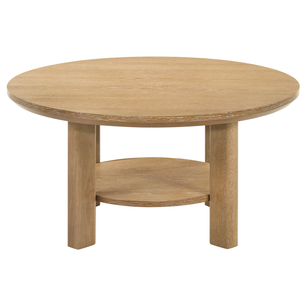 Ottowa 3-piece Round Wood Coffee Table Set Light Oak