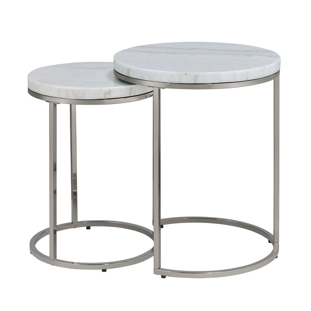 Zaidee - Nesting Table Set - Marble Top & Nickel