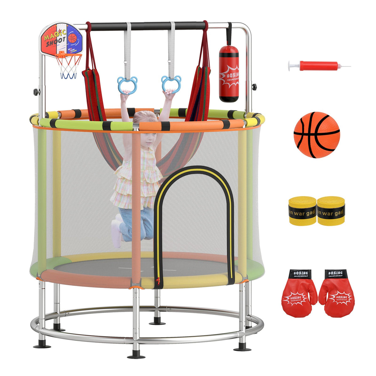 55" Kids Trampoline Gift for for 3-6 Years Old Boys and Girls