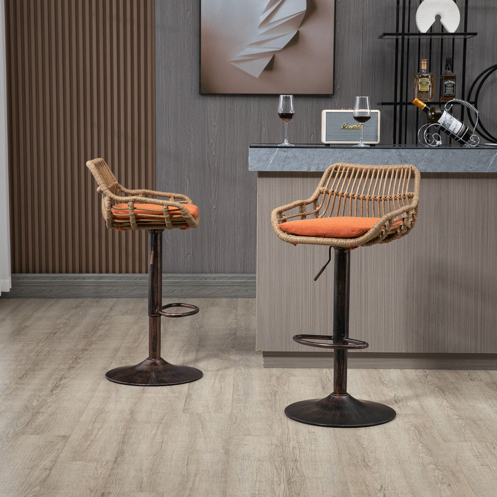 Modern Swivel Bar Stools Adjustable Counter Chairs With Footrest (Set of 2)