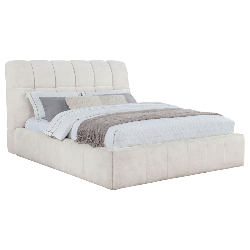 Nollet 48-inch Upholstered Queen Panel Platform Bed Cream