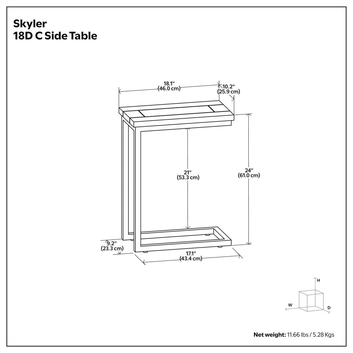 Skyler - C Side Handcrafted Table