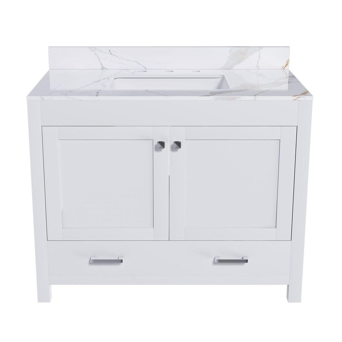 43" Bathroom Vanity, Multi Functional Cabinet With Doors And Drawer - White