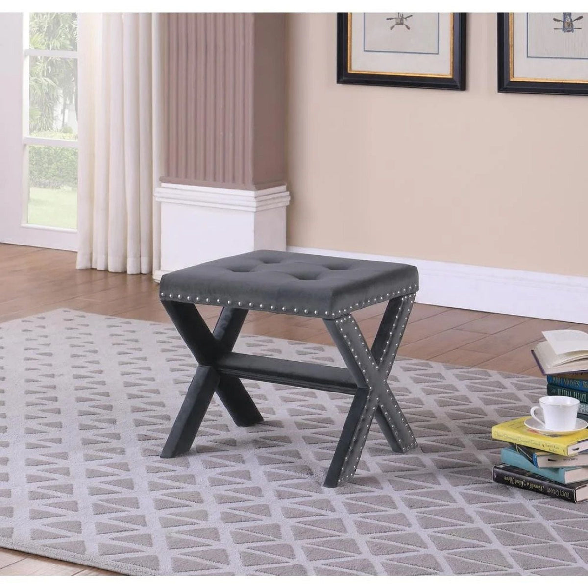 Upholstered Accent Bench With Nailhead Trim