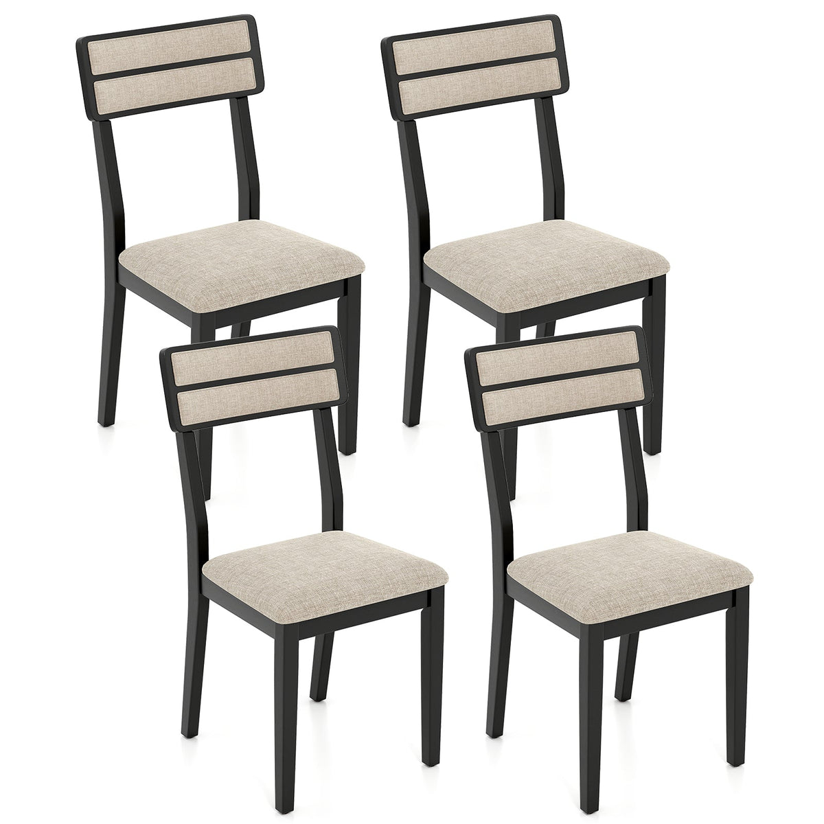 Modern Dining Chairs Set of 4 with Tilt Backrest for Dining Room-Black