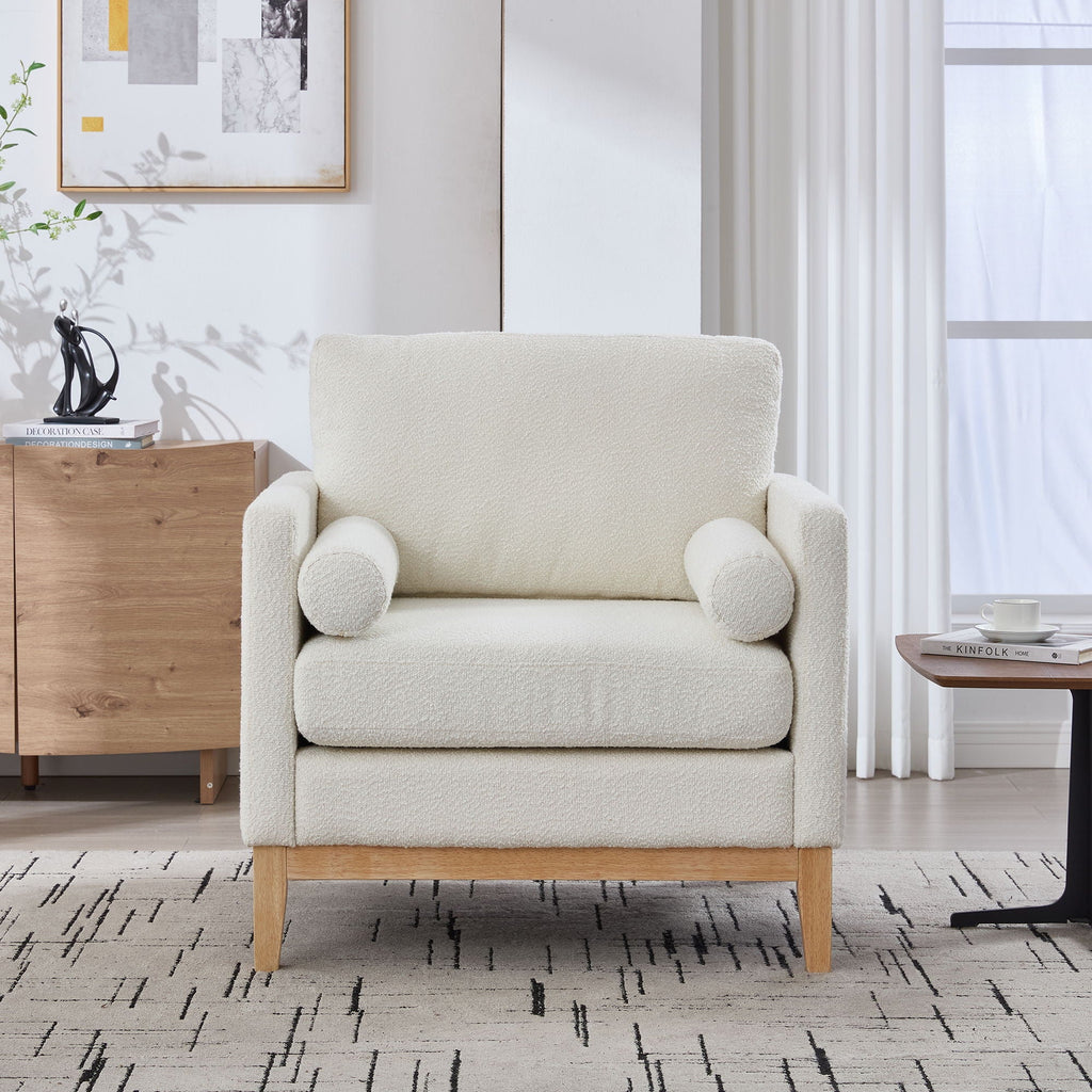 Wide Modern Performance Accent Chair With Natural Legs