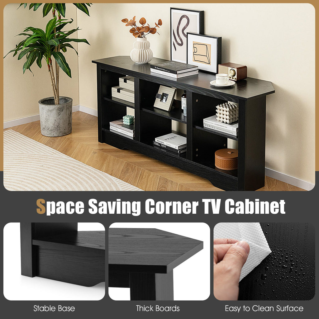 58 Inch TV Stand with 6 Open Storage Shelves for TVs up to 65 Inches