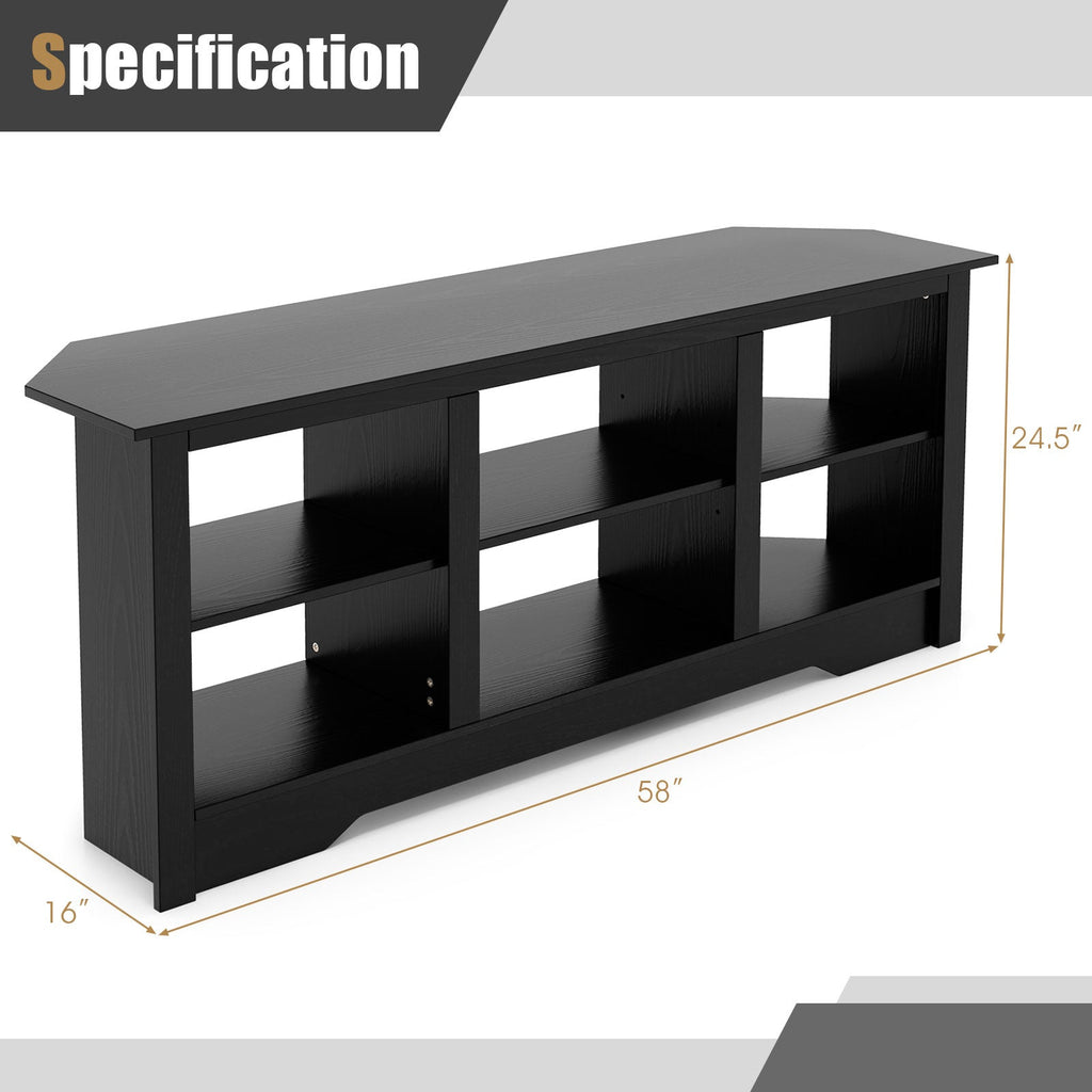 58 Inch TV Stand with 6 Open Storage Shelves for TVs up to 65 Inches