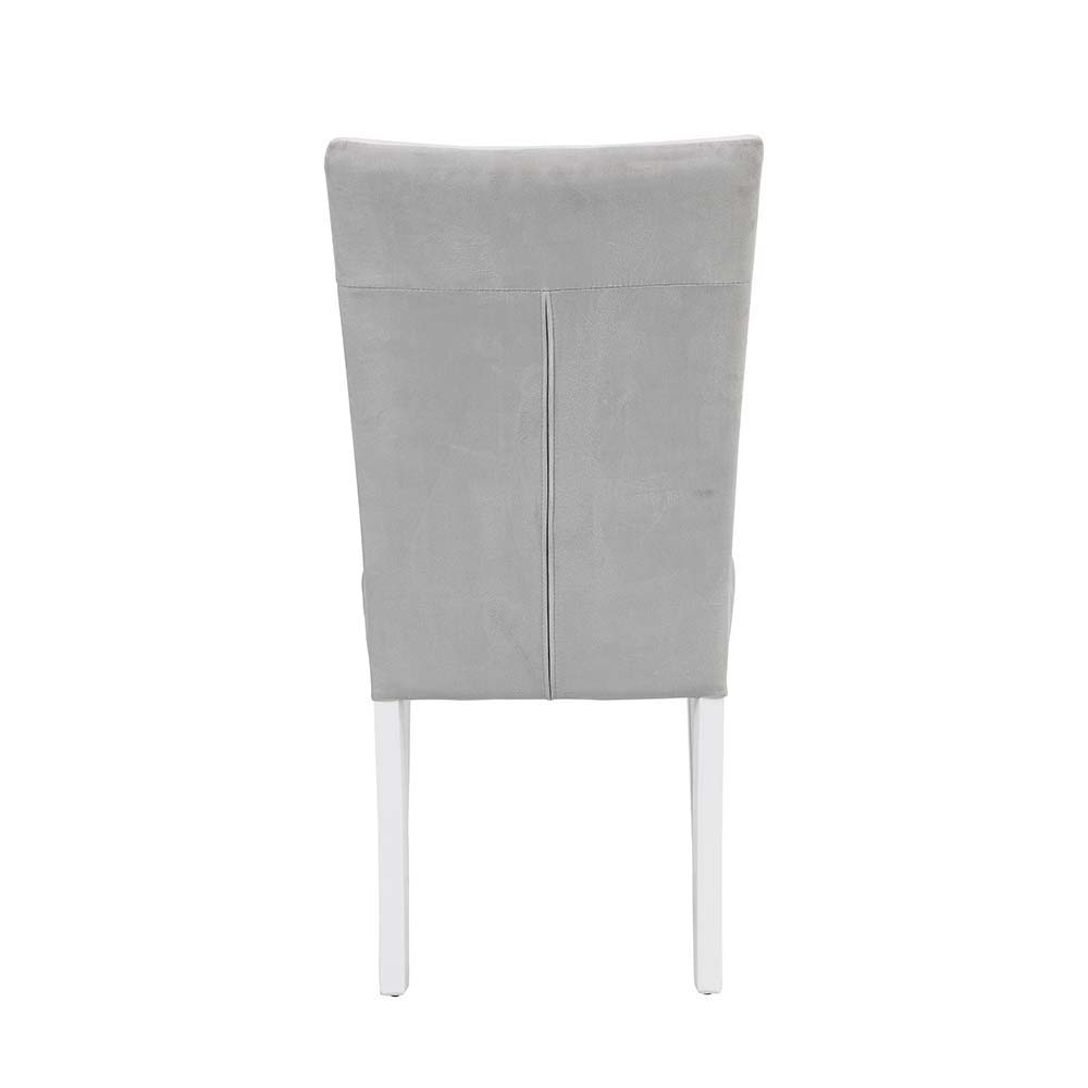 Elizaveta - Side Chair (Set of 2) - Gray Velvet &White High Gloss