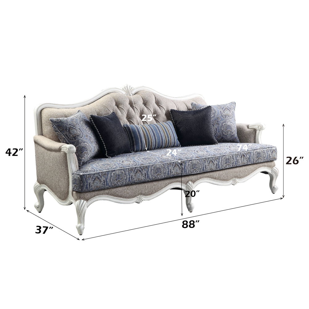 Ciddrenar - Sofa With 5 Pillows - Fabric & White