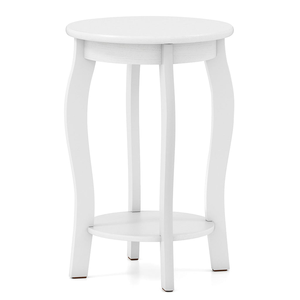 15 Inch 2-Tier Round End Table with Storage Shelf