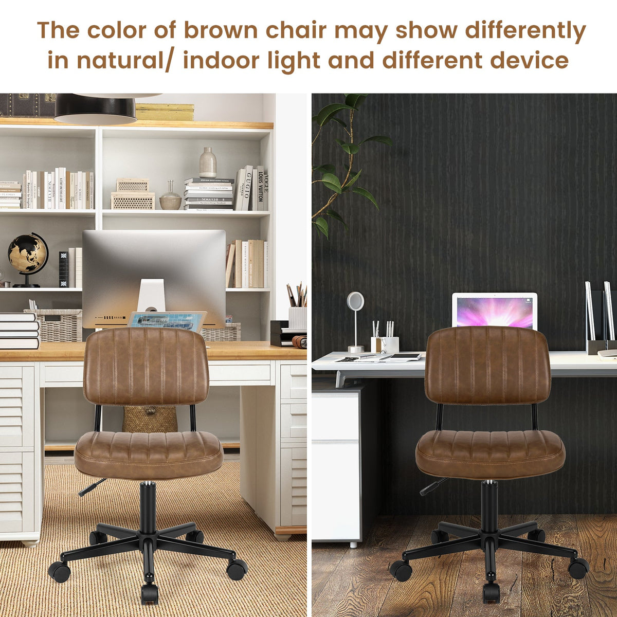 PU Leather Adjustable Office Chair Swivel Task Chair with Backrest