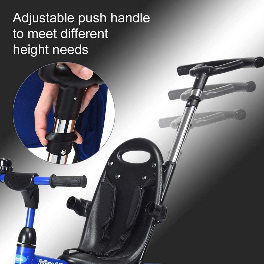 4-in-1 Kids Tricycle with Adjustable Push Handle