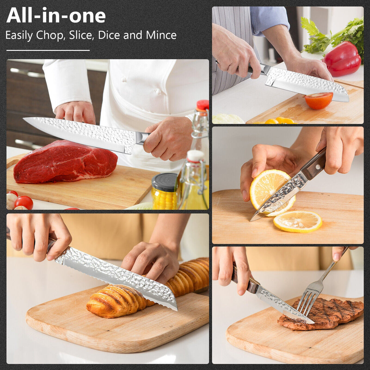 15 Pieces Stainless Steel Knife Set with Ergonomic Handle