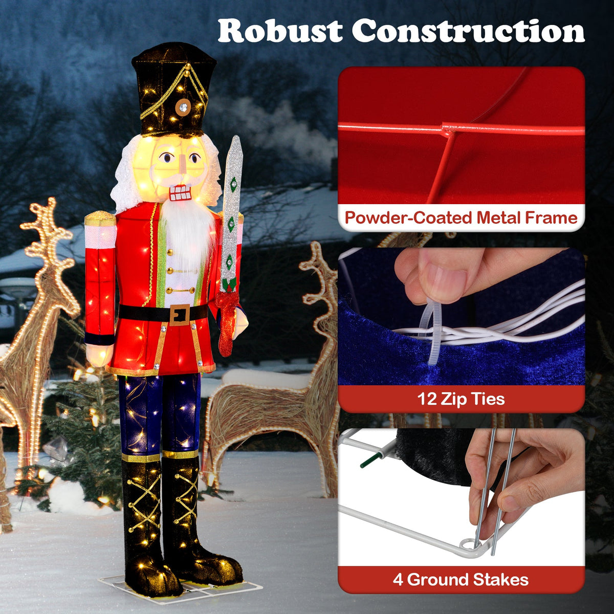 5 FT Christmas Nutcracker Outdoor Christmas Decoration with Glitter Sword